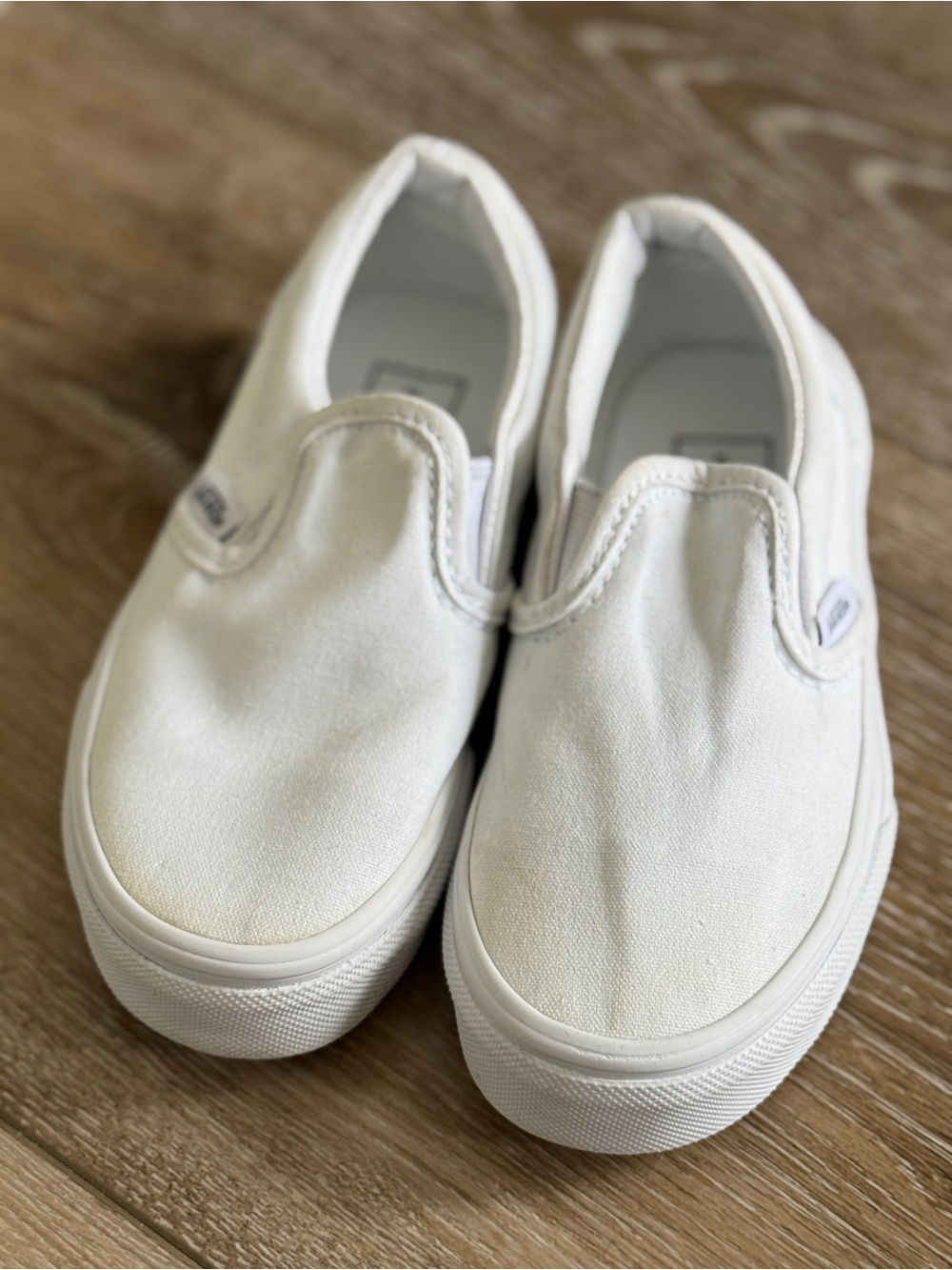 Vans Kids Slip-On Canvas Sneakers in White